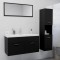 Set mobilier de baie, negru, lemn prelucrat