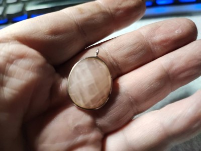 Pandant vintage argint cu quartz roz foto