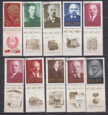 RUSIA (U.R.S.S. ) 1970 LENIN MI. 3749-3758 ZF STAMPILAT foto
