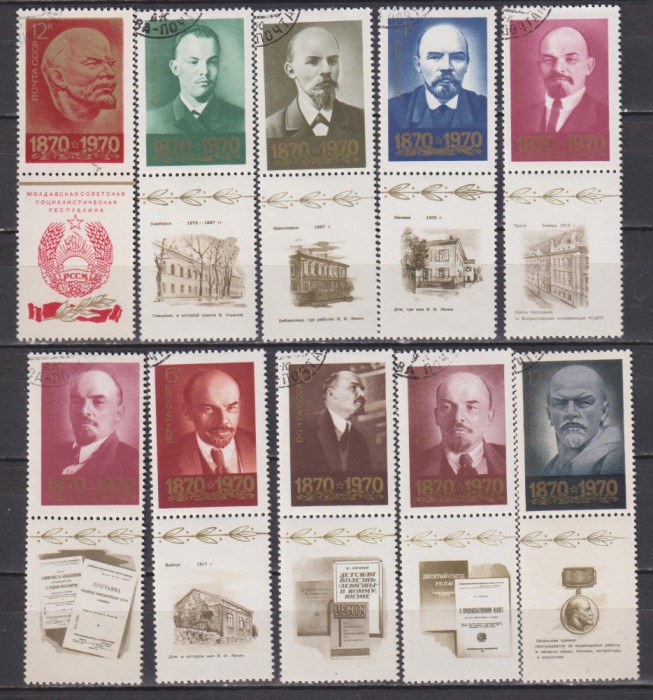 RUSIA (U.R.S.S. ) 1970 LENIN MI. 3749-3758 ZF STAMPILAT