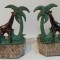 Superbe suporturi pentru cărți sculpturi girafe din bronz pe soclu din marmură