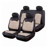 Set Huse Scaune Auto pentru Volkswagen Golf - Luxury Negru Crem, cu fermoare pentru bancheta rabatabila, 9 piese