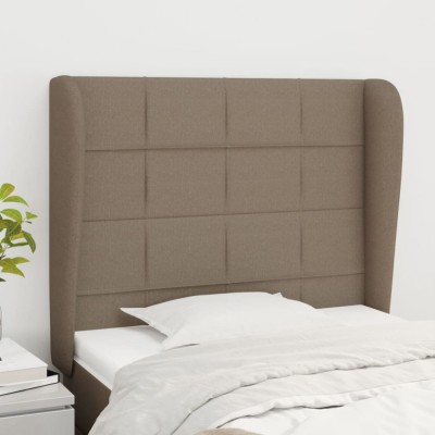 vidaXL Tăblie de pat cu aripioare gri taupe 83x23x118/128 cm textil 3117934 foto