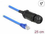Cablu prelungitor RJ45 Cat.6 waterproof 0.25m Bleu, Delock 66808