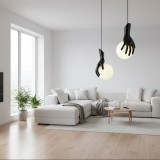 Aplica decorativa de perete MANOS, 13x120 cm, 2xG9, sticla si rasina, negru