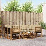 Cumpara ieftin Set de canapele de exterior 7 buc. 6-Locuri Natural si Bej