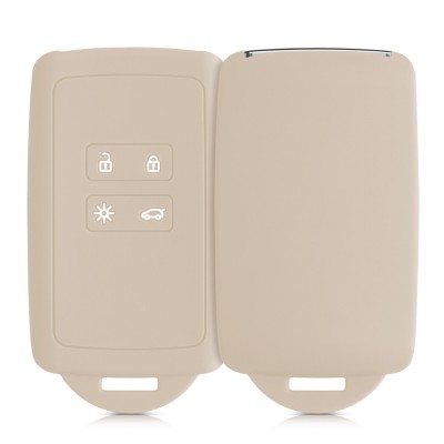Husa Cheie Auto kwmobile pentru Renault/Dacia 4 Butoane - Keyless Go, Silicon, Crem, 48035.16 foto