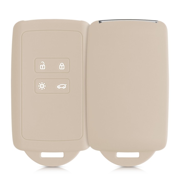 Husa Cheie Auto kwmobile pentru Renault/Dacia 4 Butoane - Keyless Go, Silicon, Crem, 48035.16