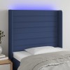 Gossi tablie de pat cu led, albastru, 103x16x118/128 cm, textil