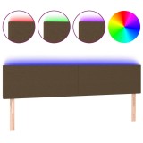 Cumpara ieftin Tablie de pat cu LED, maro inchis, 180x5x78/88 cm, textil
