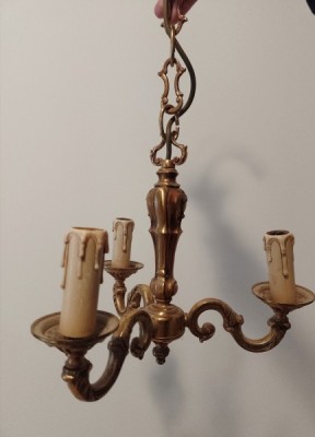 Candelabru Antic 3 Brațe Din Bronz foto