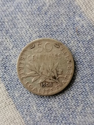 Franta 50 centimes 1908 ag. foto