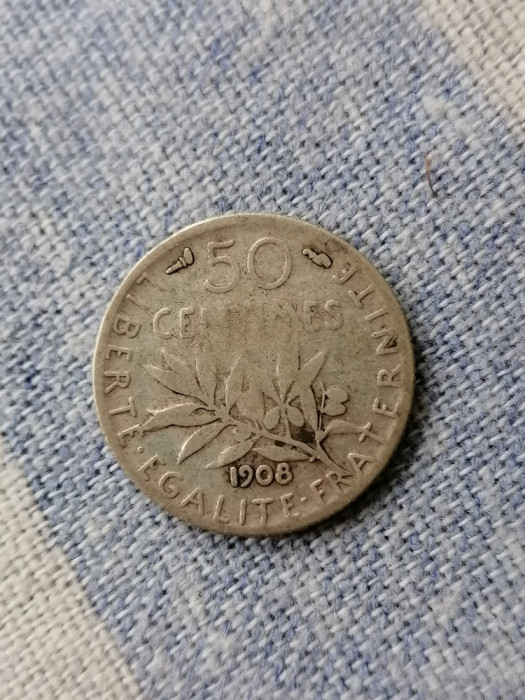 Franta 50 centimes 1908 ag.