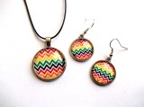 set bijuterii colier si cercei cu sticla multicolor 33628