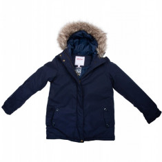 Jacheta de iarna cu blana artificiala la gluga John Baner, pentru femei, Bleumarin