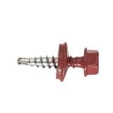 Cumpara ieftin Surub autoforant, pentru lemn, cu cap hexagonal si saiba EPDM, 4.8X25mm RAL3011, AHG4,8X253011, set de 250 buc.