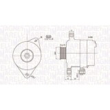Alternator Mitsubishi L200 / Triton (Ka T, L200 / Triton (Kj , 2.5 DI-D (KA4T), 2.5 DI-D 4WD, fulie 65mm, MAGNETI MARELLI