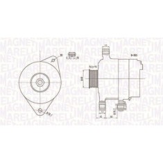 Alternator Mitsubishi L200 / Triton (Ka T, L200 / Triton (Kj , 2.5 DI-D (KA4T), 2.5 DI-D 4WD, fulie 65mm, MAGNETI MARELLI