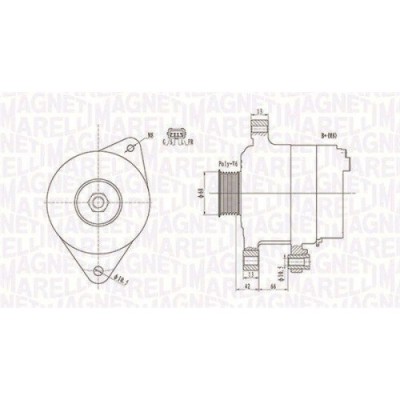 Alternator Mitsubishi L200 / Triton (Ka T, L200 / Triton (Kj , 2.5 DI-D (KA4T), 2.5 DI-D 4WD, fulie 65mm, MAGNETI MARELLI foto