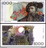 SUEDIA █ bancnota █ 1000 Kronor █ 1991 █ P-60 █ UNC █ necirculata