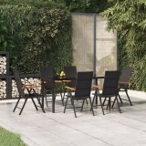 VidaXL Set mobilier de grădină, 7 piese, negru și maro, poliratan
