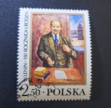 Polonia 1980 - A 110-a Aniversare de la Nașterea lui V.I. Lenin / Tablou de Z. Pronaszko 1 Valoare Ștampilat - Cod: -SW13