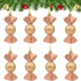 Set de 8 ornamente pentru brad Winwild, plastic, roz/auriu, 5 x 12 cm