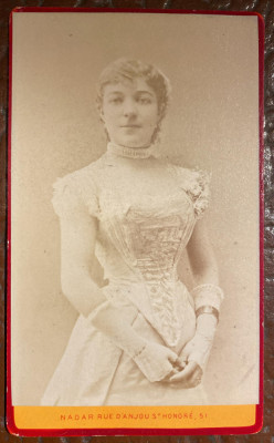 FOTOGRAFIE VECHE PE SUPORT CARTON/ CIRCA 1890(AT.NADAR RUE D&amp;#039;ANJOU ST.HONORE 51) foto