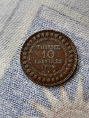10 centimes 1916 A. TUNISIA foto