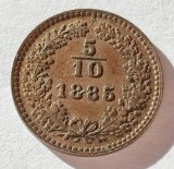 323. Moneda Imperiul Austro-Ungar 5/10 Kreuzer 1885 (ruduced weight - w/o mint mark)