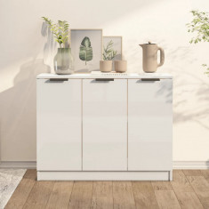 Servanta, alb extralucios, 90,5x30x70 cm, lemn prelucrat GartenMobel Dekor foto