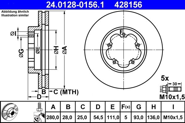 ATE 24.0128-0156.1 Disc frana