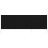vidaXL Paravan anti-v&acirc;nt cu 3 panouri, negru, 400 x 120 cm, textil