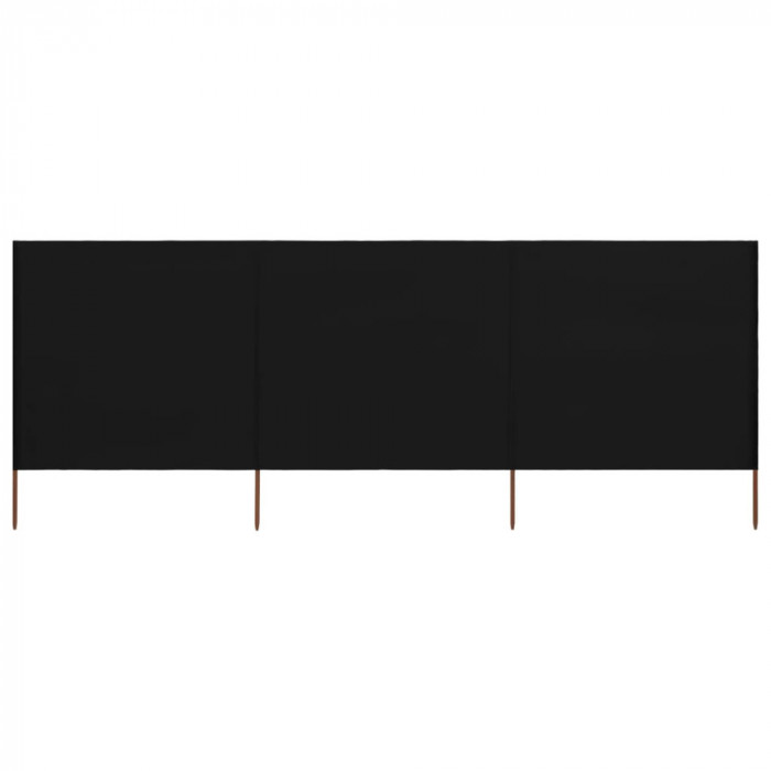 Paravan anti-vant cu 3 panouri, negru, 400 x 120 cm, textil GartenMobel Dekor