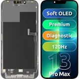 Cumpara ieftin Display cu Touchscreen MP compatibil cu Apple iPhone 13 Pro Max, cu Rama, Versiune Premium Soft OLED FHD 120Hz Diagnostic, Negru