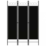 VidaXL Paravan de cameră cu 3 panouri, negru, 120 x 180 cm