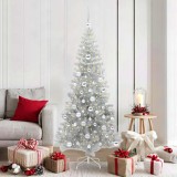 vidaXL Brad de Crăciun cu 300 LED cu suport Argintiu 180 cm PET 3396679