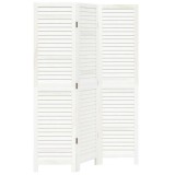 Paravan camera 3 panouri, alb, lemn masiv paulownia