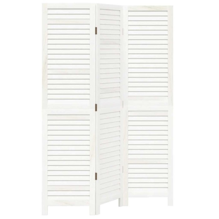 Paravan camera 3 panouri, alb, lemn masiv paulownia