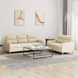 VidaXL Set de canapele cu perne, 2 piese, crem, textil