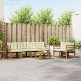 vidaXL Set de canapele de exterior cu pernă 7 pcs Natural și Crem 3368413