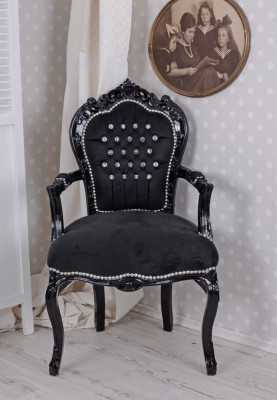 Semifotoliu din lemn masiv negru cu tapiterie neagra CAT535C02 foto