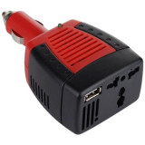 Invertor auto cu iesire USB, tensiune DC 12V la AC 220V si putere 150 Watt