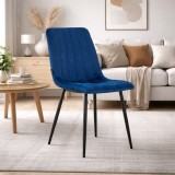 Scaun Bucatarie Living Artool Lava Catifea Bleumarin Modern Picioare Metal Negru