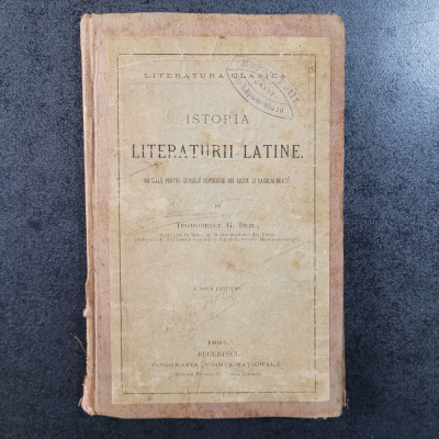Teodorescu G. Dem - Istoria literaturii latine (1894, editie cartonata) foto