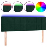 Cumpara ieftin Tablie de pat cu LED, verde inchis, 144x5x78/88 cm, catifea