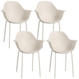 Outsunny Set de 4 Scaune de Grădină Gri, Stivuibile, cu Spătar &Icirc;nalt și Cotieră, Cadru din Metal, Design Elegant pentru Exterior | Aosom Romania
