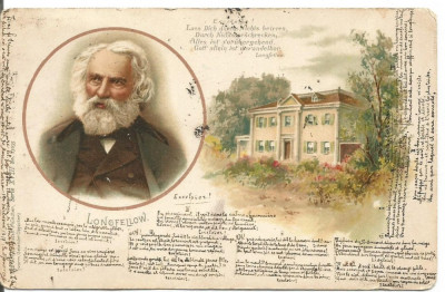 @ carte postala- Henry Wadsworth Longfellow-poet american (litografie) foto
