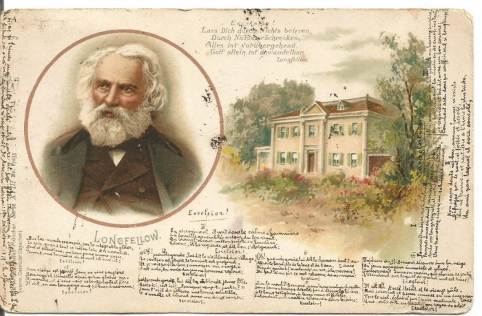 @ carte postala- Henry Wadsworth Longfellow-poet american (litografie)