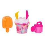 Găleată de plajă cu model &icirc;nghețată, Set cu 4 accesorii, Roz, &Oslash;14x11cm, CMCLASS